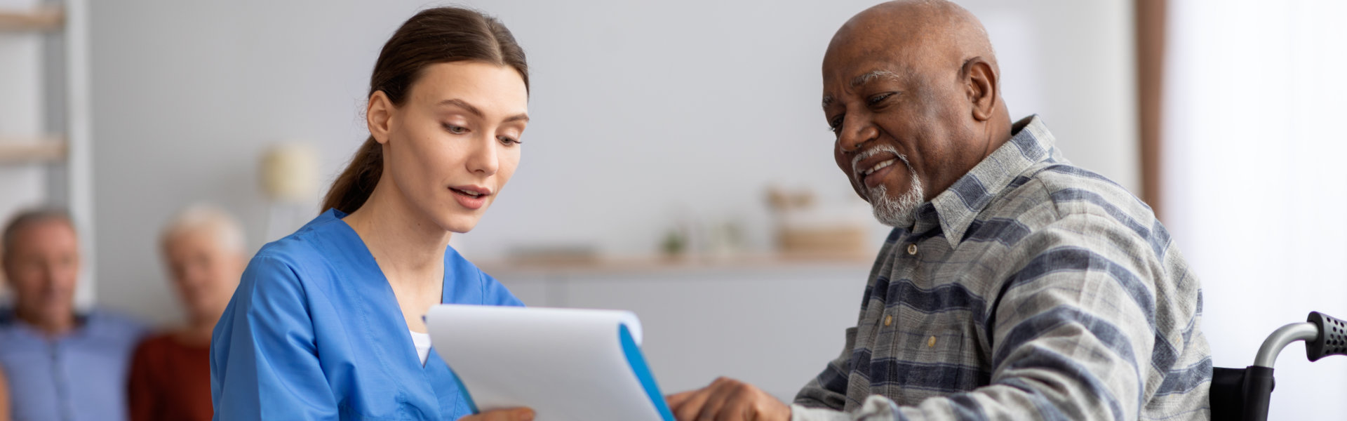 caregiver showing medical list